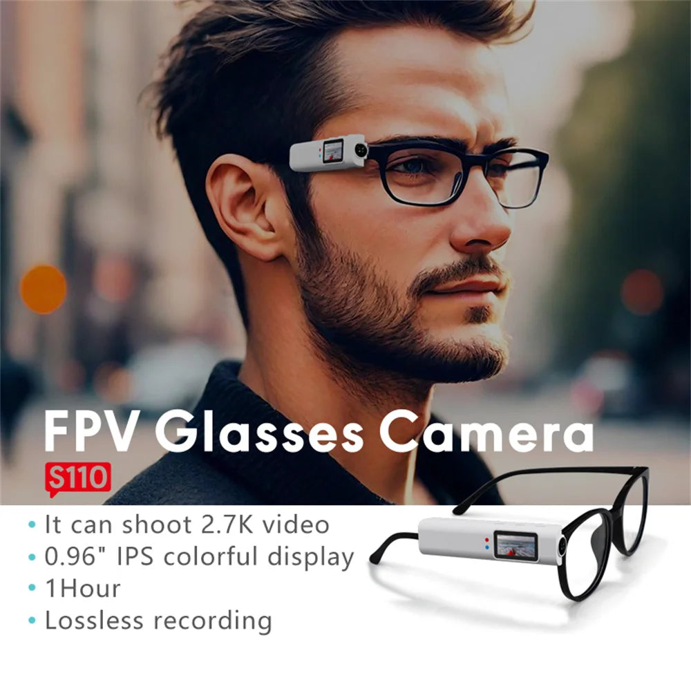 Mini lunettes FPV 2.7K, micro-caméra de prise de vue vidéo HD WiFi, casque Intelligent, enregistrement vidéo et sonore, contrôle par application WiFi