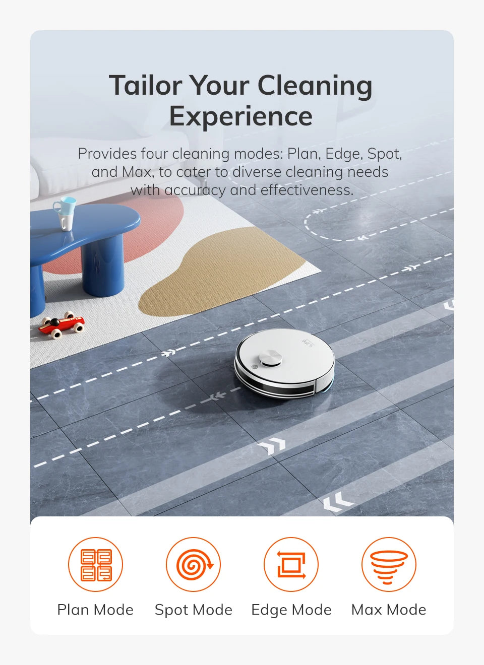 Aspirateur robot A30 PRO, aspiration 5000Pa, auto-vidange, capacité de 60 jours, application, télécommande, temps de fonctionnement de 180 minutes