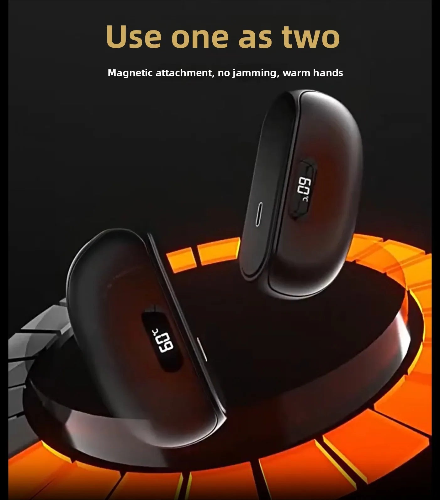 Chauffe-mains magnétique 2 en 1, affichage numérique, chaleur longue durée, chauffage rapide, électrique, pour l'hiver, nouveauté 2026