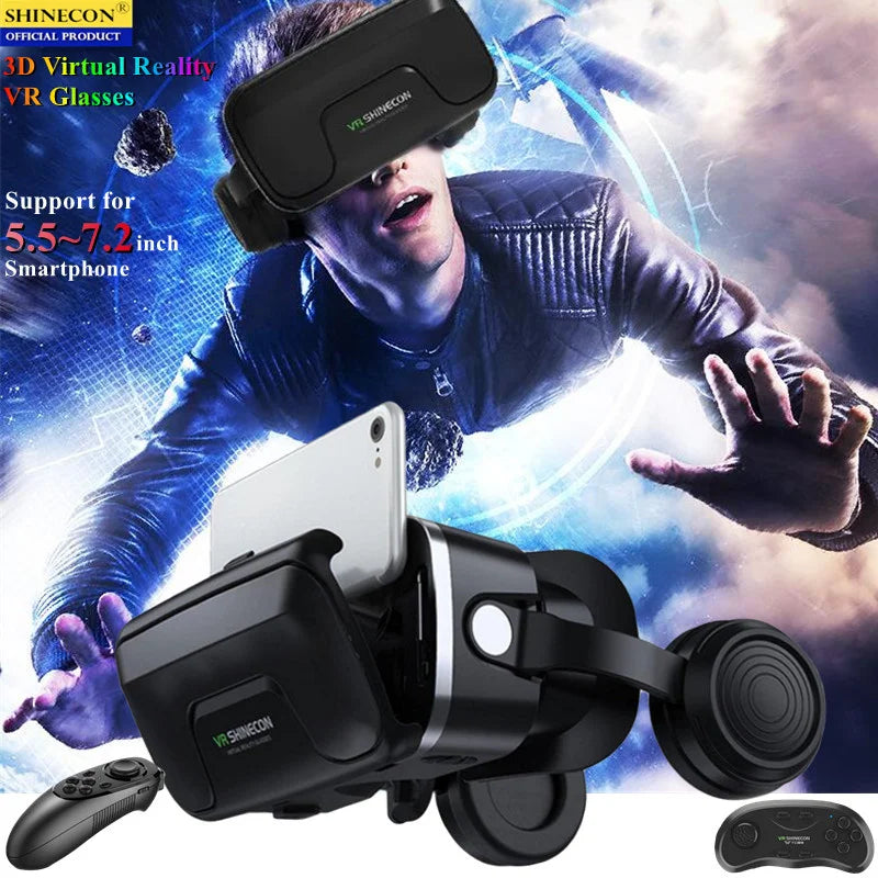 Boîte de lunettes VR de réalité virtuelle originale, vidéo stéréo 3D, casque de casque VR en carton Google pour téléphone portable Max 7.2 ", prise en charge du manette de jeu
