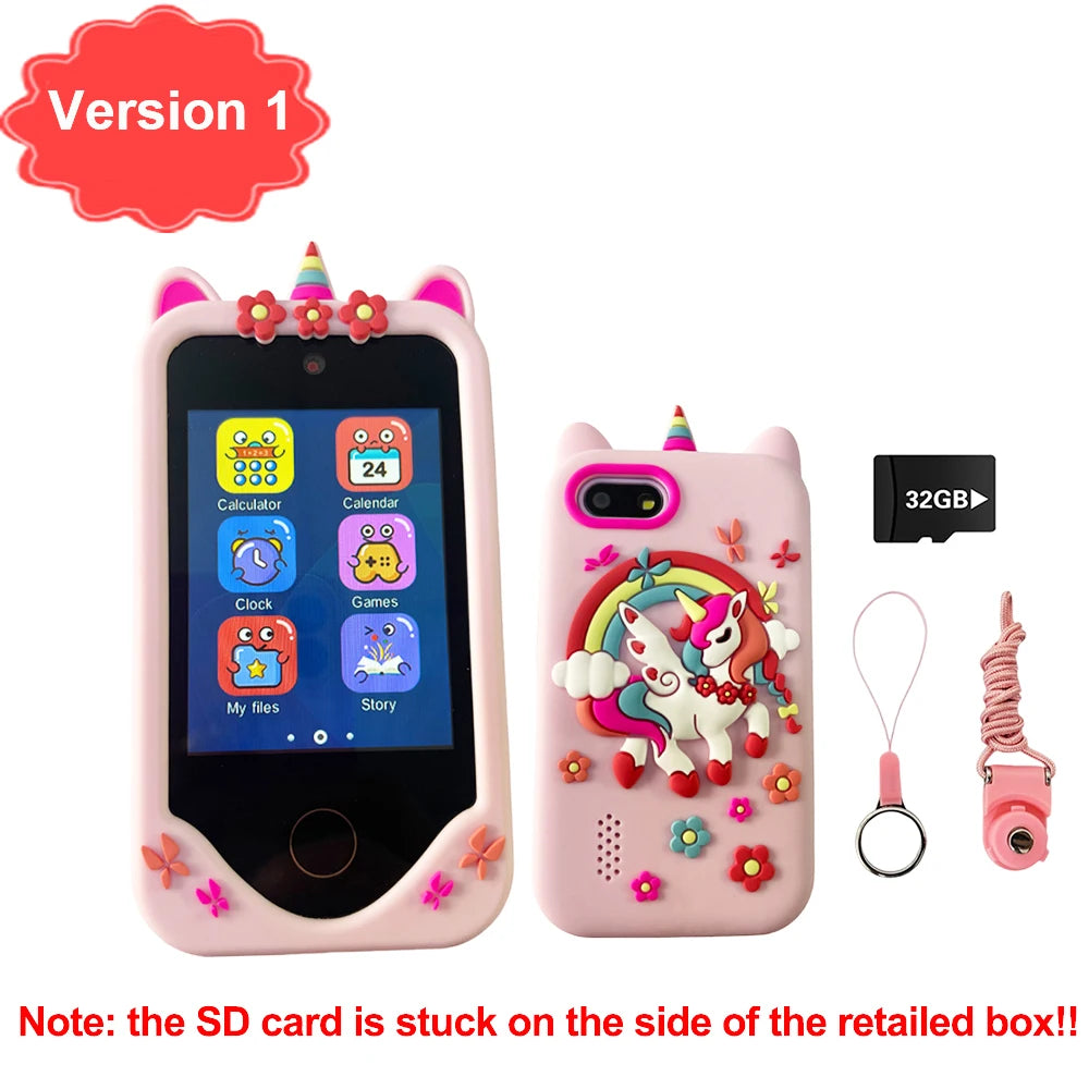 téléphone intelligent enfants jouets 44 jeux Mini téléphone intelligent licorne jouets double caméra lecteur de musique garçons filles cadeaux d'anniversaire