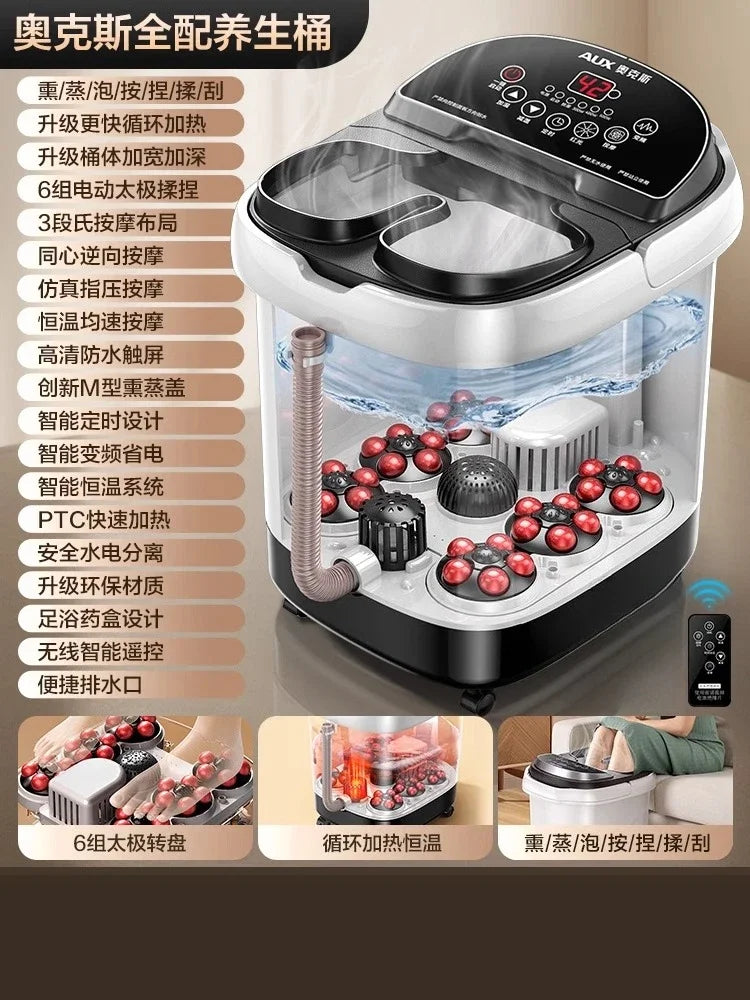 Seau de bain de pieds entièrement automatique, massage électrique, chauffé à température constante, bain de pieds haute et profonde