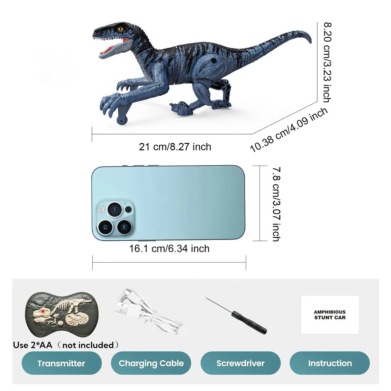 Dinosaure RC avec son et lumières, robot dinosaure RC 2,4 GHz Walking RC Velociraptor, jouet de figurine d'animal préhistorique électrique