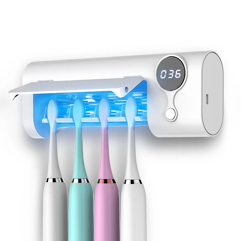 Support de stérilisation de brosse à dents multifonctionnel rechargeable aux UV, portable pour la désinfection et le séchage des brosses à dents électriques
