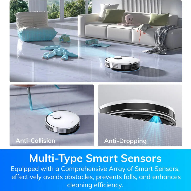 Aspirateur robot A30 PRO, aspiration 5000Pa, auto-vidange, capacité de 60 jours, application, télécommande, temps de fonctionnement de 180 minutes