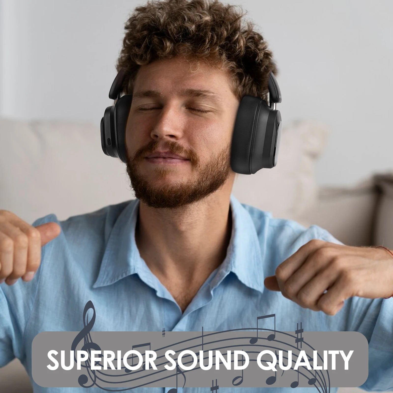 Siindoo JH-ANC930Plus Écouteurs à suppression active du bruit, casque hybride sans fil avec écran LED à commande tactile multi-magnétique