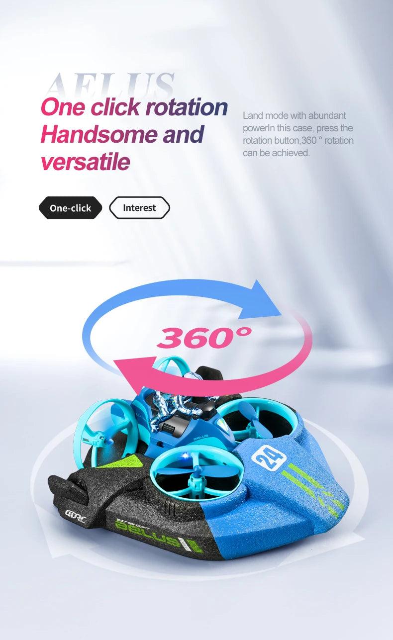 4DRC Mini Drone RC maintien d'altitude Mode sans tête 3 en 1 mer terre vol aérien 2.4G télécommande quadrirotor bateau hélicoptère RC jouets