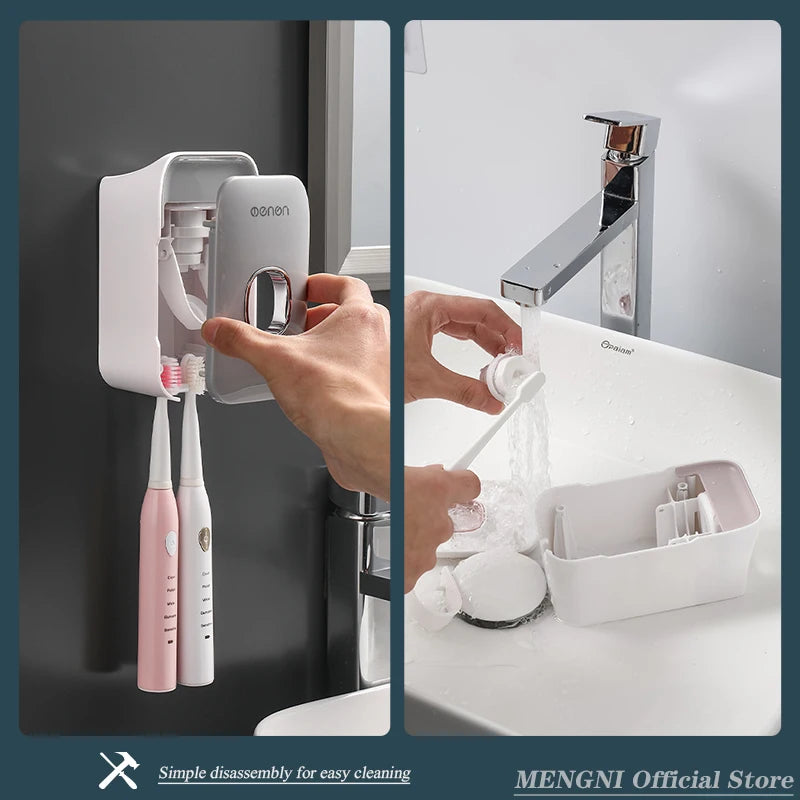 MENGNI distributeur automatique de dentifrice mural salle de bain presse-dentifrice sans poinçon porte-brosse à dents support salle de bain Acces