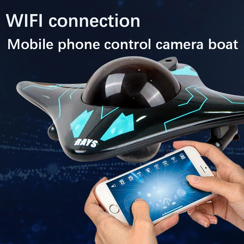 Mini bateau WIFI RC, plongée sous-marine à Six voies, Transmission en temps réel, caméra sous-marine, hors-bord, jouets Photo et vidéo, cadeaux de noël
