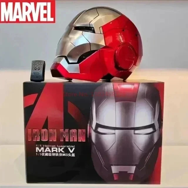 Casque électrique à commande vocale automatique, Marvel Avengers 1/1, Iron Man Mk5, série Open and Close, jouet portable, cadeau d'anniversaire, nouveau