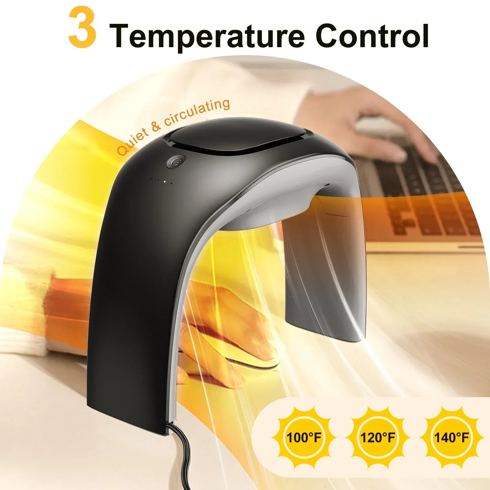 Eary Portable hiver souris chauffe-mains haute technologie chauffage d'hiver pour bureau à domicile Plug-in 3 vitesses chauffe-mains prise US/UK/EU/JP